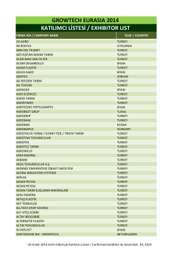 growtech eurasıa 2014 katılımcı listesi / exhıbıtor lıst