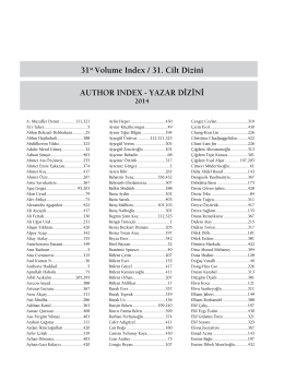 31st Volume Index / 31. Cilt Dizini AUTHOR INDEX