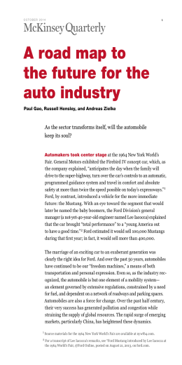 A road map to the future for the auto industry