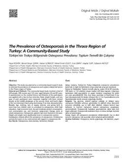 The Prevalence of Osteoporosis in the Thrace Region