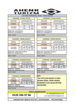 2015 umre fiyatlarımız - Ahenk Turizm Adana( Hacı BİRCAN)