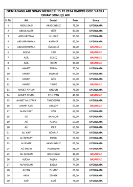 gemiadamları sınav merkezi 13.12.2014 gmdss goc yazılı sınav