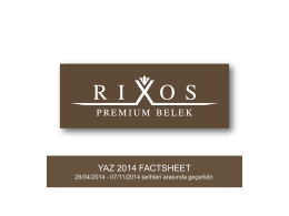 YAZ 2014 FACTSHEET - Rixos Premium Belek