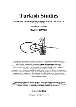 Editörden - Turkish Studies