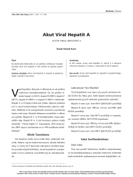 PDF - Akut Viral Hepatit A - Türkiye Aile Hekimliği Dergisi
