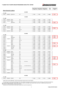 Bridgestone Fiyat Listesi 17.02.2014