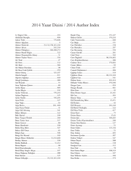 2014 Yazar Dizini / 2014 Author Index