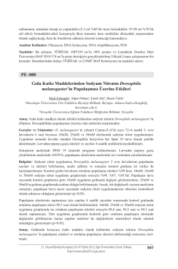 Gıda Katkı Maddelerinden Sodyum Nitratın Drosophilamelanogaster