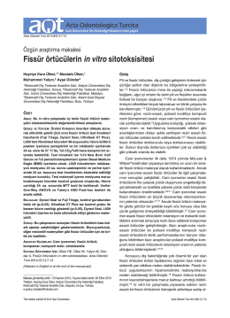 Fissür örtücülerin in vitro sitotoksisitesi