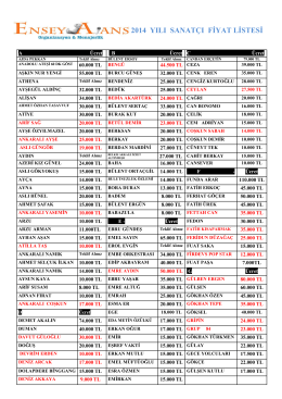2014 yılı sanatçı fiyat listesi