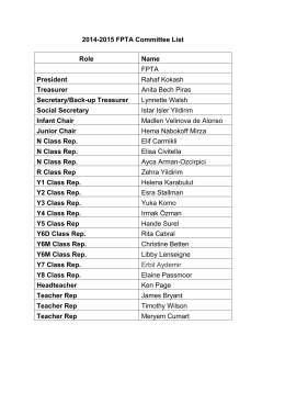2014-2015 FPTA Committee List Role Name FPTA President Rahaf