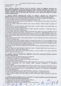 kömür satış izini ve kys belgesi taleplerinde istenilen belgeler