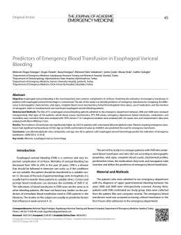 Predictors of Emergency Blood Transfusion in Esophageal Variceal