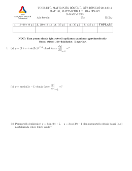 TOBB-ET¨U, MATEMAT˙IK B¨OL¨UM¨U, G¨UZ D¨ONEM˙I 2013-2014