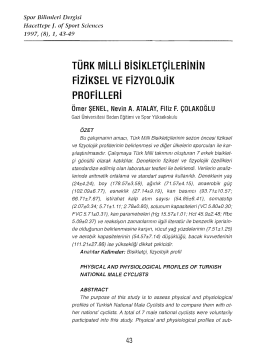 türk milli bisikletçilerinin fiziksel ve fizyolojik profilleri