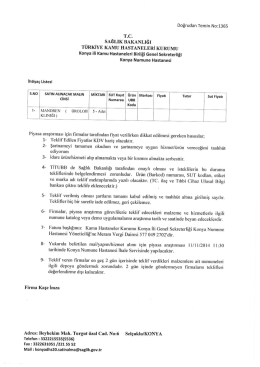 teklif mektubu ve teknik şartname
