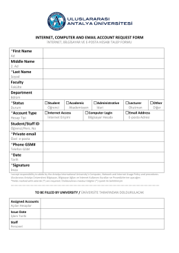 INTERNET, COMPUTER AND EMAIL ACCOUNT REQUEST FORM