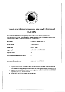 TOBB Gen&ccedil; Girişimciler Kurulu İcra Komitesi Se&ccedil;imeleri Bilgi Notu