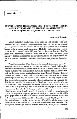 Ankara Adliye Teşkilatının Son Durumundan Sonra