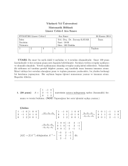 Matematik Bölümü Lineer Cebir-I Dersi Ara Sınav Çözümlerine