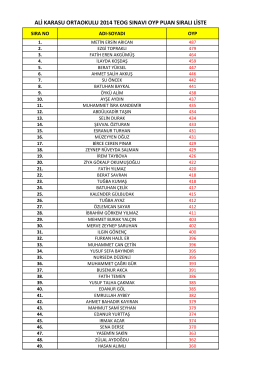 ali karasu ortaokulu 2014 teog sınavı oyp puan sıralı liste