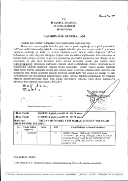 T.c. İSTANBUL ANADOLU 13. İCRA DAİRESİ 2014/67 ESAS