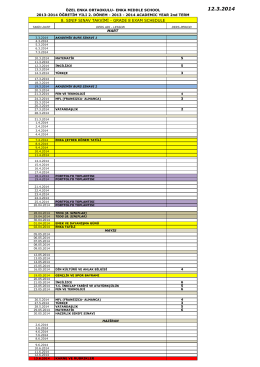 8. sınıf sınav takvimi - grade 8 exam schedule