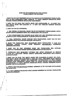 Şubat 2014 TRT Duyurusu