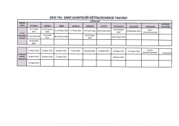 2015 YıLı GEMİ ACENTELİĞİ EĞİTİM/sEMİNER TAKVİMİ