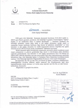 2015 Yılı Hizmet İ&ccedil;i Eğitim Planı Ek-1