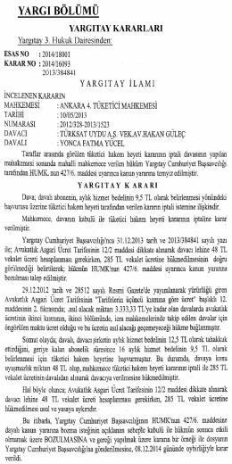 Yargıtay 3. ve 12. Hukuk Dairelerine Ait Kararlar