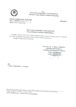 2014-2015 Eğitim &Ouml;ğretim Yılı Bahar Yarıyılı İşletme Anabilim Dalı