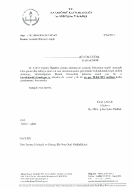 T&uuml;m Taşıma ve Merkez İlkOrtaokullara
