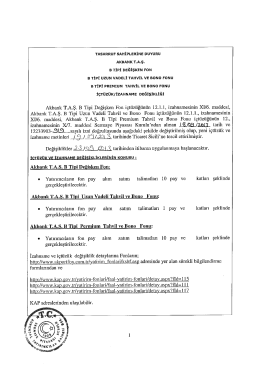 TASARRUF sAHİPLERİNE DUYURU AKBANK T.A.ş. B TİPİ Oı