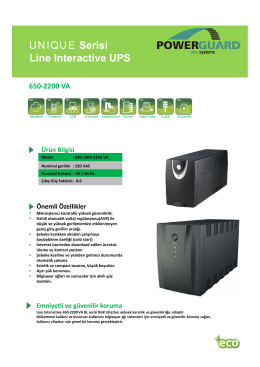 UNIQUE Serisi Line Interactive UPS UNIQUE Serisi Line Interactive