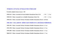 TÜRKİYE GÜNLÜK GÜNEŞLENME SÜRELERİ 1985-2013
