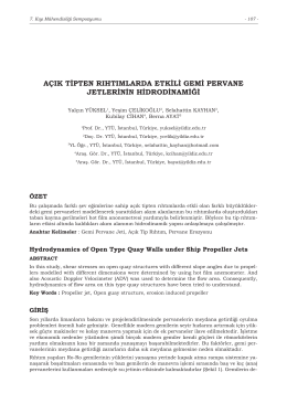 açık tipten rıhtımlarda etkili gemi pervane jetlerinin hidrodinamiği