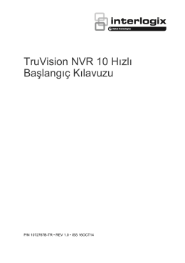TruVision NVR 10 Hızlı Başlangıç Kılavuzu
