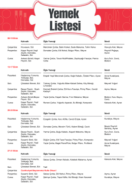Ekim 2014 Anasınıfı Yemek Listesi