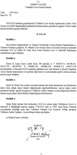 2014/82 - Çevre ve Şehircilik Bakanlığı
