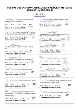 ÜSS-ÖYS-ÖSS-LYS SINAVLARINDA ÇIKMIŞ MODÜLER