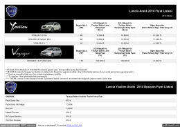 Lancia Aralık ayı fiyat listesini PDF dosyası