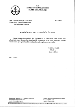 Norm fazlası Öğretmenlerin yer değiştirme Kılavuzu 01.12.2014 15:31