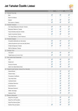 Jet Tahsilat Özellik Listesi