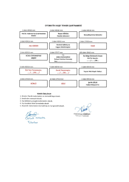 oToMATiK KAŞE TEKNİK şARTNAMEsi