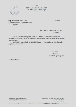 Yabancı Dil Ağırlıklı Sınıfların A&ccedil;ılması 24.03.2015 10:53