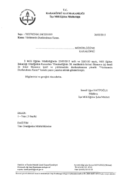 Tüm Ortaöğretim Okul Müdürlüklerine