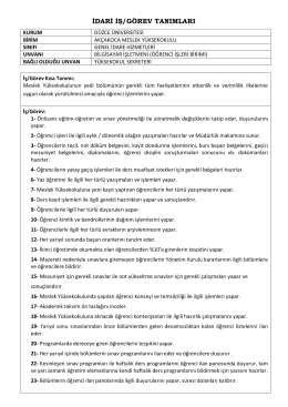 10) ÖĞRENCİ İŞLERİ iş tanımı - Düzce Üniversitesi Akçakoca