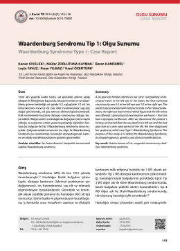 Waardenburg Sendromu Tip 1: Olgu Sunumu