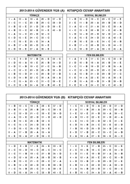 ygs cevap anahtarı